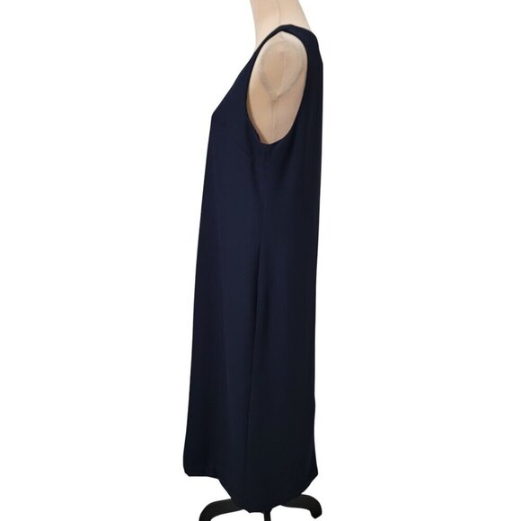 Vintage Nancy Michaels Size 12 Navy Blue Sleeveless Sheath Dress, Exc. Used Cond - Picture 5 of 11